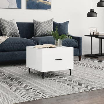 vidaXL Salontafel 50x50x40 cm bewerkt hout hoogglans wit, 50 tot 100 cm, Verzenden, Nieuw, 50 tot 100 cm