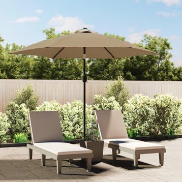 vidaXL Parasol met metalen paal 300 cm taupe, Verzenden, Nieuw, 3 tot 4 meter