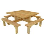Picknicktafel Vierkant Salzburg 140 x 140 cm, Tuin en Terras, Picknicktafels, Verzenden, Nieuw, Hout