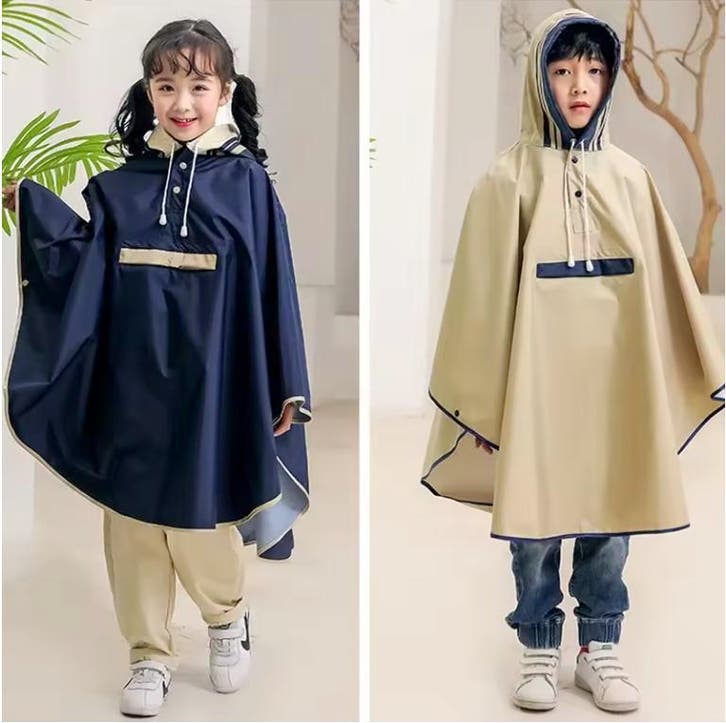Kinder Regenponcho Waterdicht Capuchon Rugzak School, Caravans en Kamperen, Regenkleding, Nieuw, Verzenden