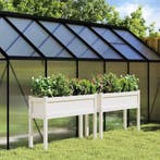 vidaXL Plantenbakken met poten 2 st massief grenenhout wit, 100 cm of meer, Verzenden, Nieuw, 60 cm of meer