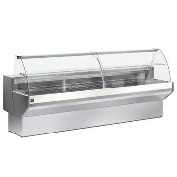 Gekoelde vitrinetoonbank gebogen ruit, geventileerd, met res, Verzenden, Nieuw in verpakking, Koelen en Vriezen