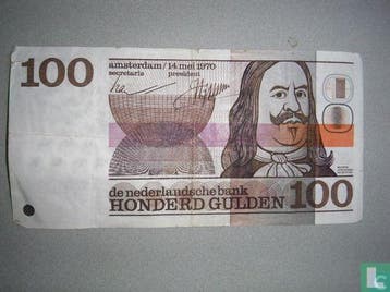100 gulden Nederland - 1970, Verzenden, Los biljet