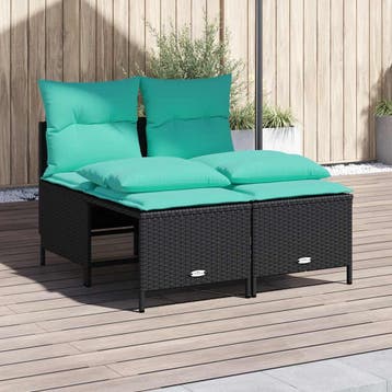 vidaXL 4-delige tuinbankset met kussens, zwart polyrotan, Verzenden, Nieuw, 4 zitplaatsen