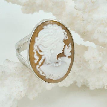 Zilver - Ring - Handgegraveerde camee