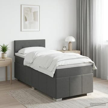 vidaXL Boxspringbed met matras Donkergrijs 90 x 190 cm Stof, Verzenden, Nieuw, Eenpersoons, Stof