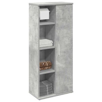 vidaXL Badkamerkast met rolhouder 39x22x90 cm betongrijs, Verzenden, Nieuw, (Half)hoge kast