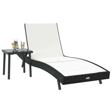vidaXL Ligstoel 2 pcs Zwart en Wit poly rattan, Verzenden, Nieuw