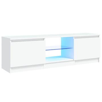 Design TV-kast Wit - LED | Tweedekansje | OP=OP, Gebruikt, 100 tot 150 cm, Ophalen of Verzenden, Glas