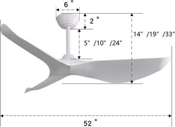 Sofucor Plafondventilator 132cm, met 3 ABS-bladen, zonder ve, Verzenden, Zo goed als nieuw
