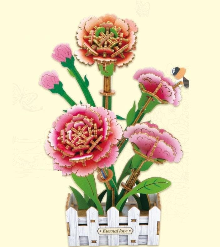 PlayfulMario Roze Anjer Houten Modelbouwset 153 Onderdele..., Hobby en Vrije tijd, Modelbouw | Figuren en Diorama's, Nieuw, Verzenden