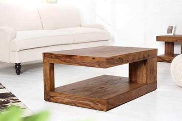 Massieve salontafel van kostbaar hout GIANT L 90 cm Sheesham, Ophalen of Verzenden, Nieuw