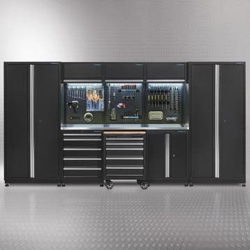 Datona Werkplaatsinrichting PREMIUM met RVS werkblad 385 cm, Doe-het-zelf en Verbouw, Ophalen of Verzenden, Nieuw