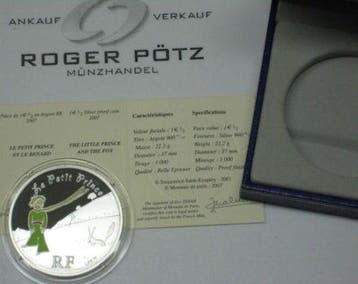 Frankreich 1,50 Euro 2007 Kleiner Prinz mit Fuchs zilver..., Verzenden