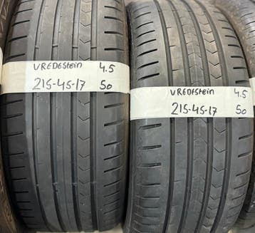 2x 215-45-17 Vredestein Zomer 2x 4.5mm €50 PerBand 215 45 17, Auto-onderdelen, Ophalen, 17 inch, Band(en), Personenwagen