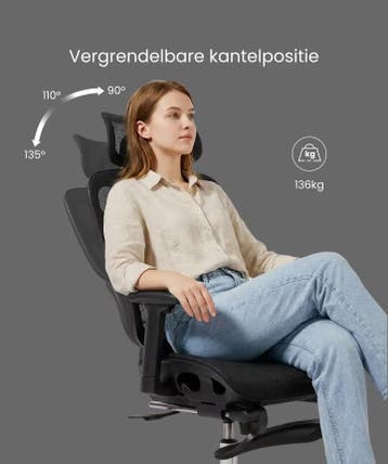 Ergonomische Bureaustoel - Office Chair - Gamestoel - Volwas, Verzenden, Zo goed als nieuw