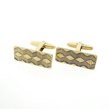 Vintage gouden manchetknopen met patroon, Sieraden, Tassen en Uiterlijk, Manchetknopen, Ophalen of Verzenden, Gebruikt, Goud