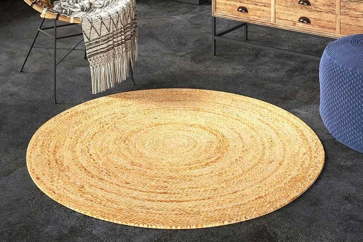 Rond vloerkleed PURE NATURE 150cm Jute handgeweven, Huis en Inrichting, Stoffering | Tapijten en Kleden, Ophalen of Verzenden