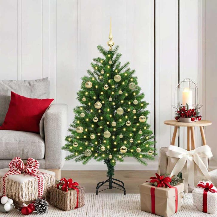 vidaXL Kerstboom met 150 LED met standaard Groen 120 cm PE, Diversen, Kerst, Nieuw, Verzenden