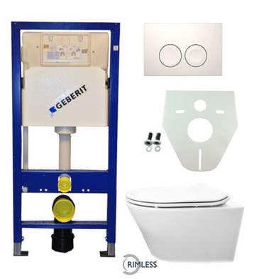 Geberit UP 100 Vesta Rimless wc+ Flatline zitt.+ Delta 21 wi, Verzenden, Nieuw