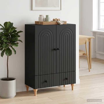 vidaXL Dressoir Zwart 66 x 34,5 x 95 cm Bewerkt hout, Huis en Inrichting, Verzenden, Nieuw, Overige houtsoorten, Minder dan 50 cm