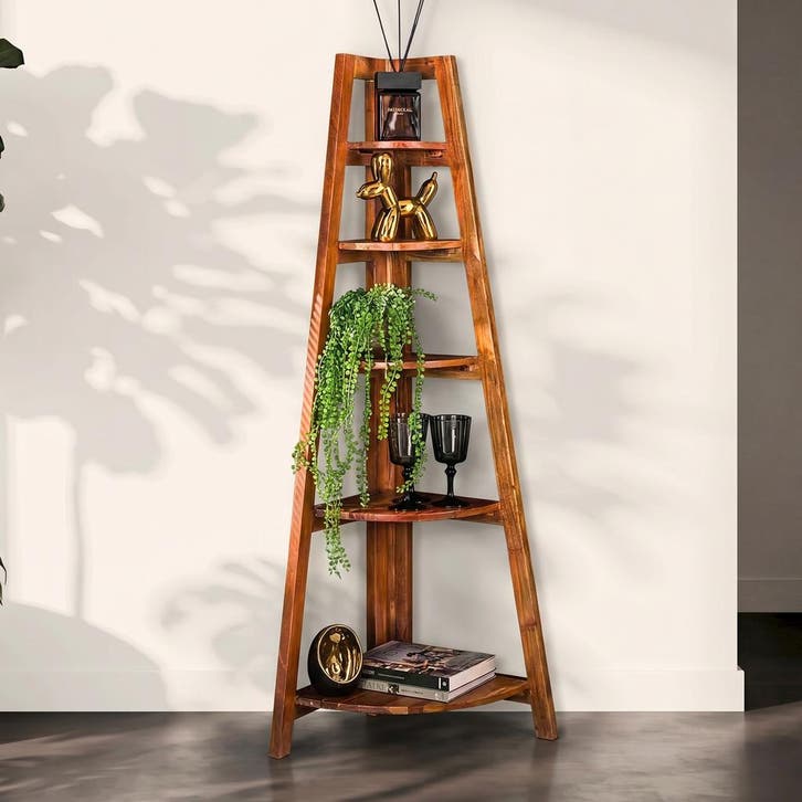 *WOONWINKEL* Hoek Plankenkast Massief Acacia Hout, Huis en Inrichting, Kasten | Boekenkasten, Nieuw, Verzenden
