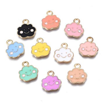 5 x Metalen epoxy hanger smiley wolkje 13 x 12 x 1mm gat..., Ophalen of Verzenden, Nieuw, Kraal
