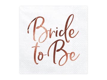 Bride To Be Servetten Wit Rose Gold - 20 stuks, Ophalen of Verzenden, Nieuw