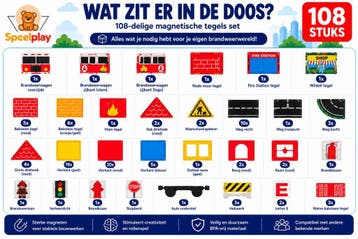 Speelplay® Magnetic Tiles Brandweer 108-delig, Verzenden, Nieuw