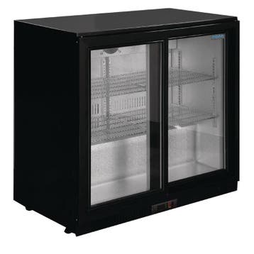 Polar G-serie 2-deurs barkoeling met schuifdeuren zwart 208L, Verzenden, Nieuw in verpakking, Koelen en Vriezen