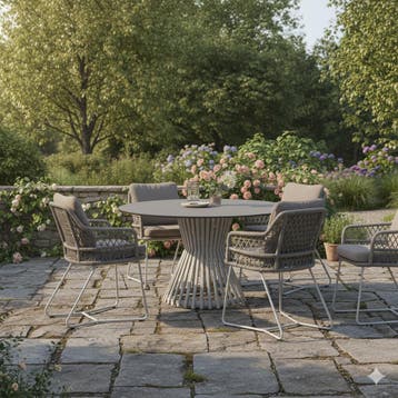 Taranto Pasadena dining tuinset 140xH75 cm 6 delig  sand, Ophalen of Verzenden, Nieuw