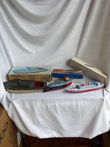 Blikken Boten Collectie – Mars Explorer, Speedboat & Jumbo, Antiek en Kunst
