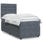 vidaXL Boxspring met matras fluweel donkergrijs 90x200 cm, Huis en Inrichting, Slaapkamer | Bedden, 90 cm, Eenpersoons, Verzenden