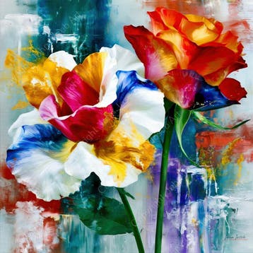 John Joseb Art glasschilderij Bloemen, rozen, abstract, Huis en Inrichting, Woonaccessoires | Schilderijen, Tekeningen en Foto's