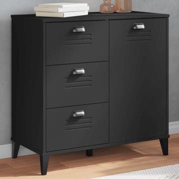 vidaXL Dressoir VIKEN 80x40x80 cm bewerkt hout zwart, Huis en Inrichting, Kasten | Dressoirs, Verzenden, Nieuw, 50 tot 100 cm