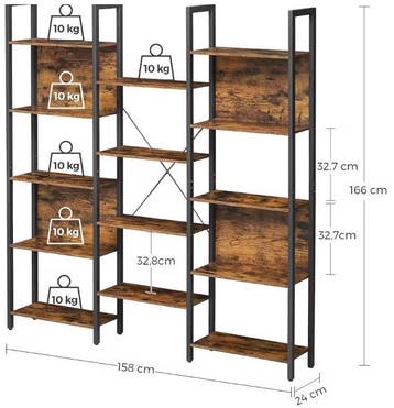 Boekenkast 14 Niveaus – Industrieel Hout Metaal Wandrek, Verzenden, Nieuw