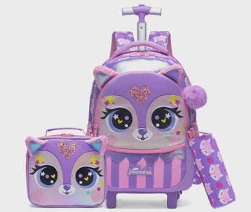 3-delige Kinder Trolley Rugzak Set met Wieltjes, Lunchtas en, Verzenden, Nieuw
