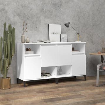 vidaXL Dressoirs 2 st 60x35x70 cm bewerkt hout wit, Verzenden, Nieuw, Overige houtsoorten, Minder dan 50 cm