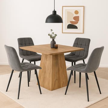 Mangohouten eettafel Mick vierkant 90x90cm, Verzenden, Vierkant, Nieuw, Industriële meubels