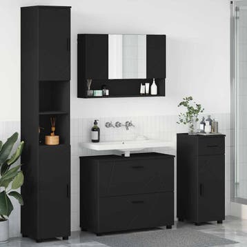 vidaXL Badkamermeubelset 4 st Zwart 35 x 30 x 192 cm, Verzenden, Nieuw, Overige typen