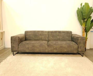 Loungebank groen velvet – tweedehands – 227 cm, Ophalen of Verzenden, Nieuw