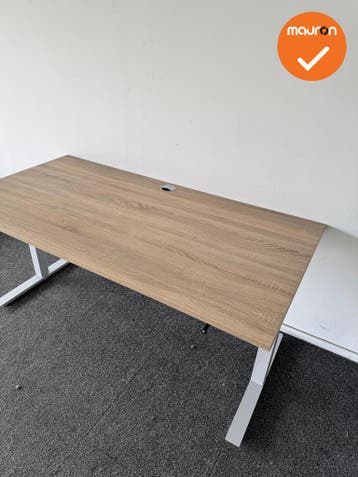 LINAK slinger zit-sta bureau - 160x80cm - Zilvergrijs onders, Werkplek, Ophalen of Verzenden, Gebruikt, Bureau