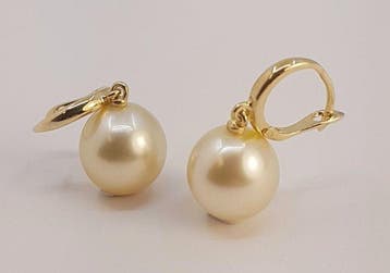 Oorbellen - 14 karaat Geel goud, 10x11 mm gouden Zuidzee, Nieuw