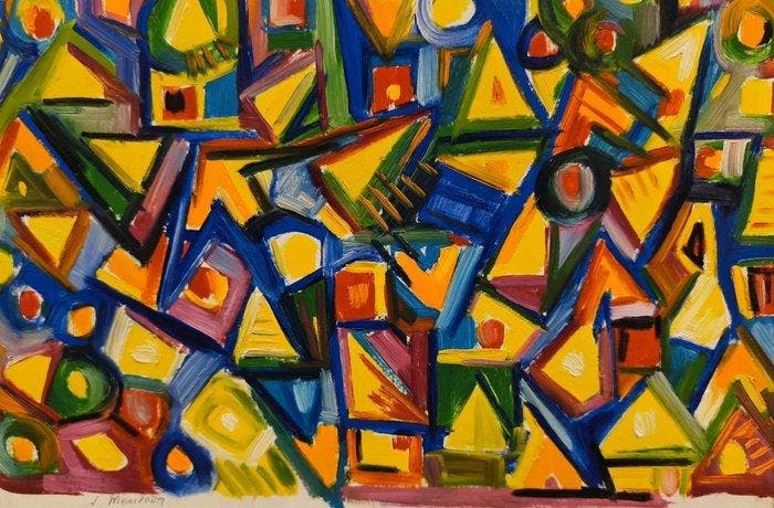 Escuela Abstracta Europea (XX) - Formas Fovistas - NO, Antiek en Kunst, Kunst | Schilderijen | Klassiek