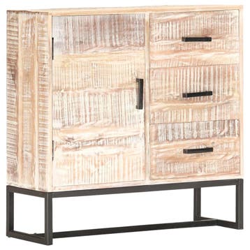 vidaXL Dressoir 73x30x75 cm massief acaciahout wit, Verzenden, Nieuw, 50 tot 100 cm, 25 tot 50 cm