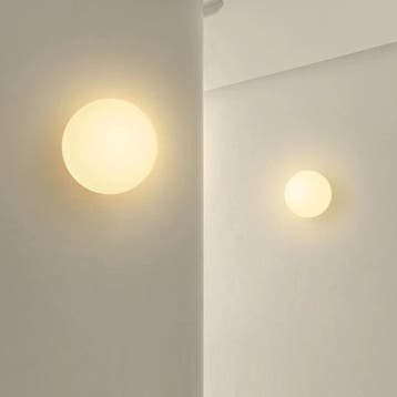 Glazen Wandlamp Bauhaus Ronde Bal Melkwit, Verzenden, Nieuw