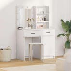 vidaXL Make-up tafel set met LED met lade 2 pcs Wit Bewerkt, Verzenden, Nieuw
