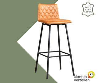 Leren barkruk Catch hoog - Vintage Cognac (cognac) - Poten, Huis en Inrichting, Barkrukken, Nieuw, Leer, Ophalen of Verzenden