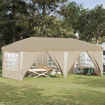 vidaXL Pop-up partytent 575 x 288 x 245 cm Crèmekleurig, Verzenden, Nieuw, Partytent