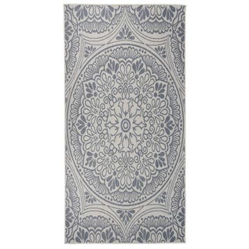 vidaXL Buitenkleed met patroon platgeweven 100x200 cm blauw, Verzenden, Nieuw, Blauw